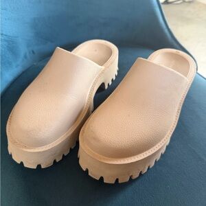 Jeffery Campbell Neutral Beige Platform Mule Clogs - Women